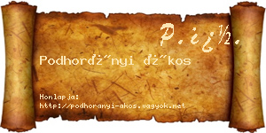 Podhorányi Ákos névjegykártya